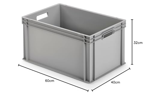 ALUTEC Kunststoffbehälter geschlossen (Inhalt 64 l, Außenmaße (LxBxH) 600 X 400 X 320 mm, stapelbar, lebensmittelecht, kälte- und hitzebeständig von -40° bis +80°C, Aufbewahrungskiste) 75010