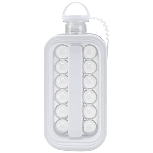 TOPINCN Portable Ice Ball Maker, Ice Cube Tray for Freezer Ice Bottle Cubic Container Cooling Ice Round Cube Molds for Cocktail Coffee Whiskey Beer Juice(White)