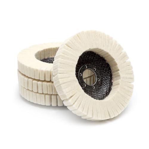 APOMOONS Lot de 4 Disque Polissage 125mm, Disque A Polir pour Meuleuse, Disques de Polissage en Feutre Brillant pour Meuleuse D'Angle, Disque de Polissage en Feutre de...