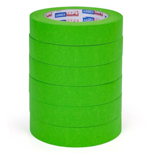 Image of ADHES Green Masking Tape Painter Tape 24mm x 50m | 6Rolls x 0.94Inch x 55Yard,Clean Removal, No Residue, Multi-Surface,Ideal for Painting DIY Arts Crafts Labeling