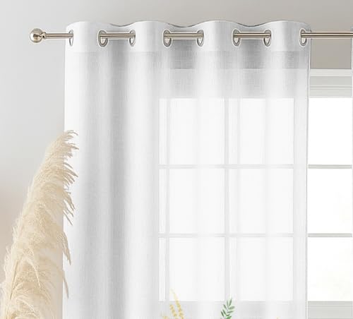 Image of Casableu Belek Sheer Curtains 7 Feet Long Set of 2 for Door, Digital Printed Curtains with Eyelets, Semi Sheer Curtains for Living Room, Tieback Included (Pink 7 feet)