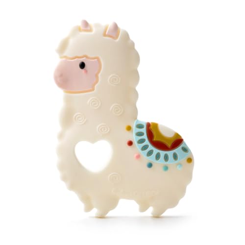 Image of Loulou Lollipop Silicone Teether for Babies 4 Months and Up, Textured Teething Toy for Sore Gums, BPA-Free Food-Grade Silicone, Easy to Hold, Dishwasher & Freezer Safe, Llama