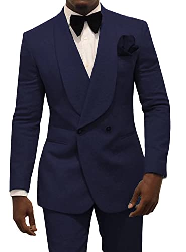 Double-Breasted Mens Patterned Suit Groom Tuxedos for Wedding Suit Shawl Lapel Two Piece(Blazer+ Pants)3