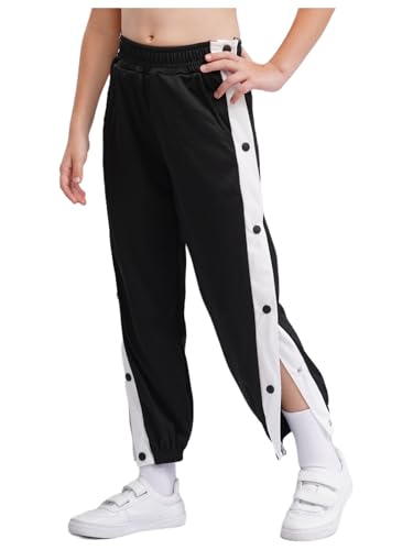 YiZYiF Kids Boys Fashion Side Split Press Button Trousers with Pockets Contrasting Stripe Loose Hippy Sweatpants