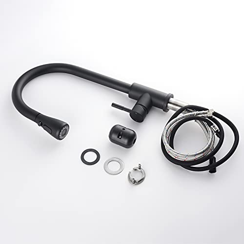 Robinet de cuisine noir mat avec douchette extractible pour îlot central moderne