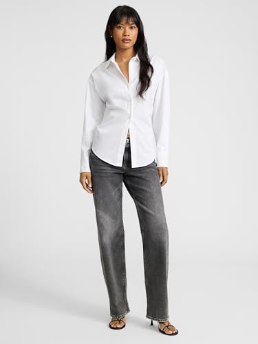 EXPRESS Women’s Cotton Poplin Portofino Shirt – Boyfriend Fit, Long Sleeve Button-Up, Lightweight, Office-to-Weekend3