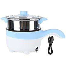 Diydeg 24V 2L Car Electric Cooking Pot, Stainless Steel Non Stick Multifunction Cooker with Steamer, 24V 2 liter electric cooked frying pan sky blue