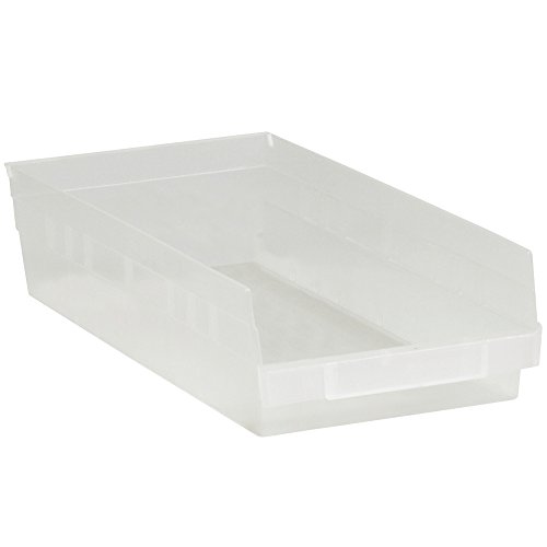 Discount Tag & Label Plastic Shelf Bins, 17 7/8' x 8 3/8' x 4', Clear, 10/Case