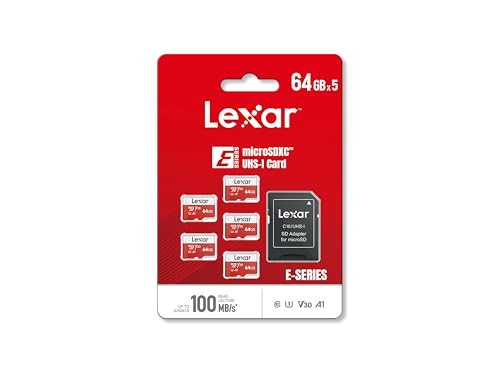 Lexar Micro SD 64GB 5PK, MicroSD Card up to 100MB/sec(R), MicroSDXC Memory Card with SD Adapter, A1, U3, C10, V30, Micro SD Card Pack of 5 - Image 10