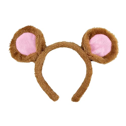 FOKH Weiche Bärenohren Stirnbänder Plüsch Maus Ohren Haarreifen zum Waschen Gesicht Cartoon Tier Haarbänder Halloween Kostüm