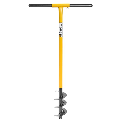 JCB Professional 4 100mm Fence Post Auger, Heavy Duty Tubular Steel, 100 x 250 mm Blade - T-Grip 500 mm Width - Top-Level Performance - Lifetime Warranty