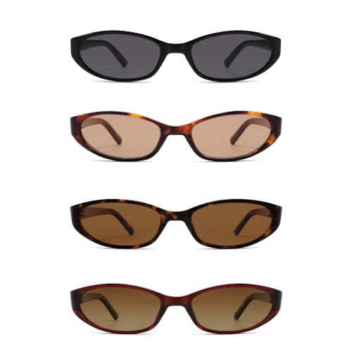 Image of Retro Oval Sunglasses Womens Mens Y2k Trendy Cateye Shades AR82299 | Narrow Round Cute Sunnies,90s 2000s Cool Skinny Frame