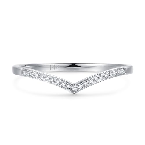 14K Gold Moissanite Wedding Bands, 2mm Stacking Rings, 14K Gold Eternity Bands for Women