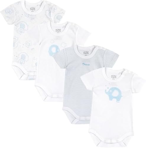 Chicco, Baby-Body für Jungen, 4er-Set Kurzarm-Bodys aus 100% Baumwolle, Bekleidung 0–24 Monate, Designed in Italy