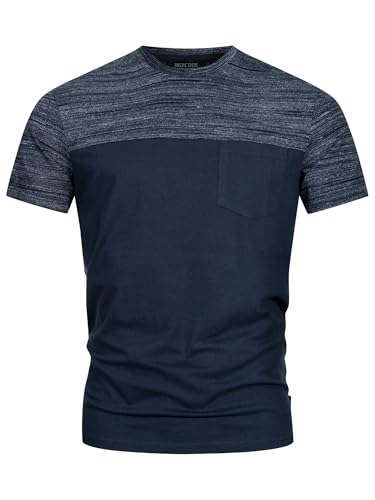 Indicode Herren INSprings T-Shirt mit Rundhalsausschnitt und Brusttasche | Herrenshirt Sommershirt Navy, XL