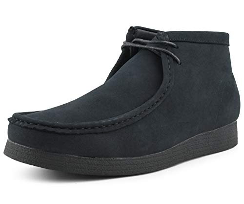 Amali Jason2 Chukka Boots for Men - Men's High-Top Casual Boots Manmade Suede Desert Chukka Boots - Casual Boots Lace Up Crepe Rubber Sole - Mens Desert Chukka Boots Black Size 8.5