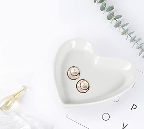 4Pcs Ceramic Heart Shaped Plate Jewelry Trays Ring Storage,Snack Sauce Dishes #TOP5