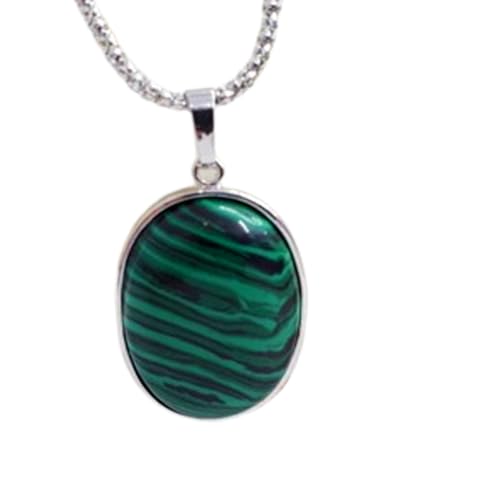Pendentif malachite naturelle et collier en argent 925 avec chaîne de 45 cm pour femme