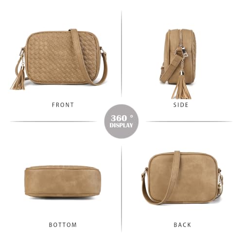 Image of AFKOMST Woven Crossbody Bag, Small Summer Purse and Boho Bag for Women | Vegan Leather, Roomy Space, 2.3L Capacity, fits iPad mini /Long Wallet /Kindle, Versatile for Daily Use /Casual /Date /Office