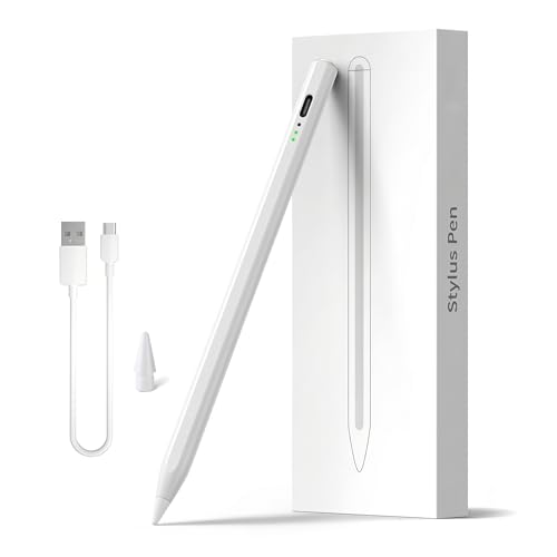 Image of Universal Stylus Pen for iPad & Android Tablets Fast Charging, High Precision Tip, Magnetic Design, USB-C Cable Included - Smooth Writing & Drawing Pencil (White)