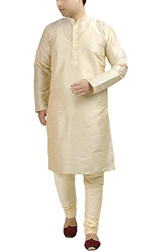Chandrakala Men's Silk Blend Kurta Pajama Set Indian Wedding Festival Party Ethnic Dress -Small, Cream (MK103CRE1) Chandrakala Men's Silk Blend Kurta Pajama Set Indian Wedding Festival Party Ethnic Dress -Small, Cream (MK103CRE1)