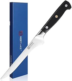 KEEMAKE Boning Knife 5.5 inch, Fish Filleting Knife with High Carbon German Stainless Steel Blade, Fillet Knife with Ergonomic Black Handle Filleting Knife for Fish, Bone with Gift Box