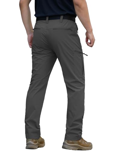 NAVEKULL Calça masculina leve para caminhada, secagem rápida, elástica, para pesca, tática, com bols