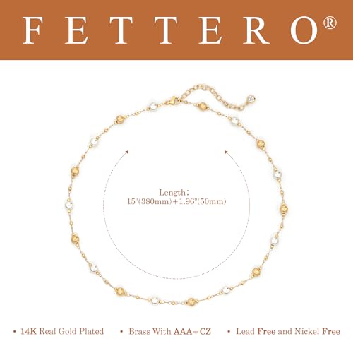 Fettero Choker Necklace for Women 14K Gold Plated Beaded Ball Boho Necklaces Charm Dainty Gold Necklaces for Women Summer Jewelry