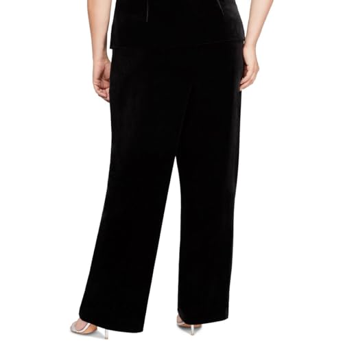 Alex Evenings Womens Plus Velvet High Rise High-Waist Pants Black 1X2