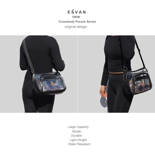 ESVAN Clear Crossbody Bag,Large Shoulder Bag For Stadium Events,Stadium Approved Clear Purses for Women with Adjustable Strap 5