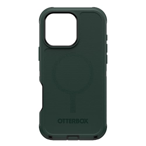 Image of OtterBox iPhone 16 Pro Max (Only) Defender Series MagSafe Case - Cinder Cashew (Green & Black) - Built-in Magnets - Screenless - Rugged & Durable - with Port Protection