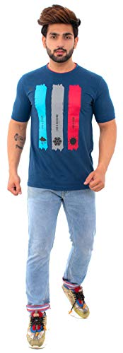 Image of Men's Printed Cotton Short Sleeves Round Neck T-Shirt