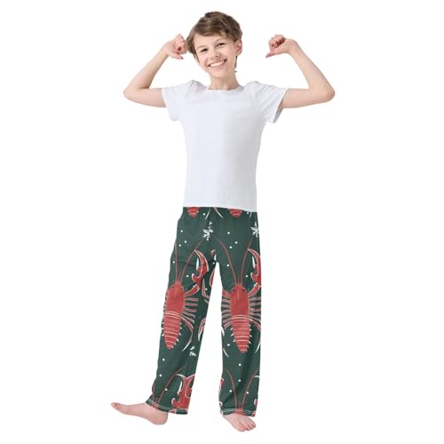 Lobster Snowflake Boys Long Pants Soft Trousers Elastic Waist Kids Lounge Bottoms with Pockets S-XL3
