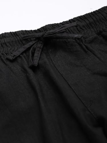 Image of The Indian Garage Co Men Slim Fit Solid Mid-Rise Elasticated Linen Jogger Trouser