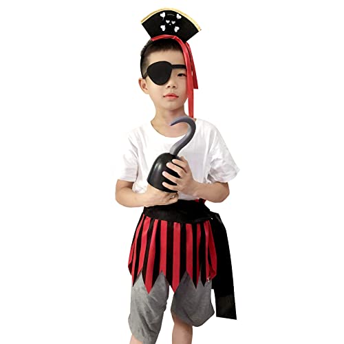 Dxhycc 5 Pieces Pirate Costume Accessories Pirate Skull Headband Pirate Eye Patch Sash Captain Hook Skirt For Halloween thumb #5