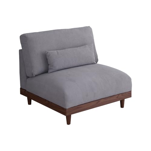 ソファ ソファー コーデュロイ 1人掛け 一人掛け 布地 ファブリック 肘なし 木製 脚付き コンパクト ロー 組み合わせ 北欧 モダン 子供 犬 猫 おしゃれ シンプル 韓国インテリア 布地 組み合わせ sanjp-1168 (ライトグレー,1台)