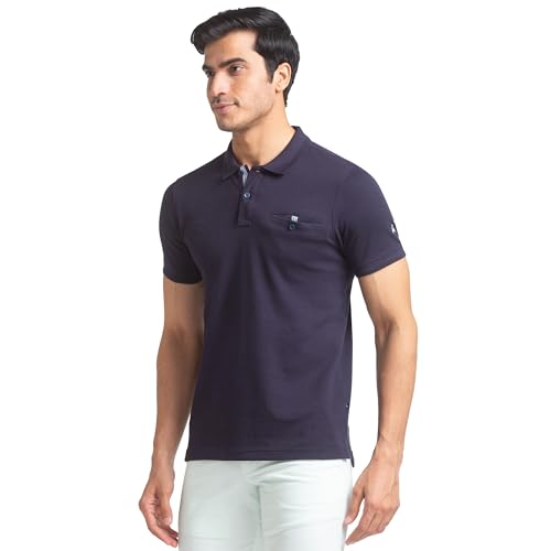 Image of Parx Regular Fit Dark Blue T-Shirt for Men