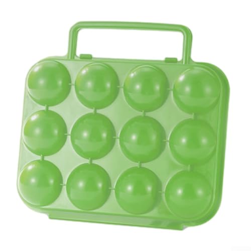 Yhenlovtt Boîte de rangement compacte à 12 compartiments pour œufs avec poignée en ABS pour extérieur, pique-nique, camping bleu/orange/vert (vert)