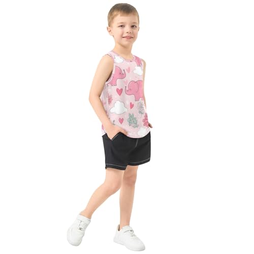 Boys' Tank Top Shirt Cute Pink Elephants Floral Pattern Sleeveless T-Shirts4