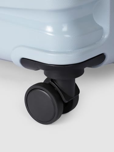 Image of TEAKWOOD LEATHERS Unisex 8 Wheels Trolley Bag, Hard Cabin with Zipper Closure, Adjustable Push Button & Cross Side Strap, Lock System 360 Degree (65 CM, Mettalic Silver)