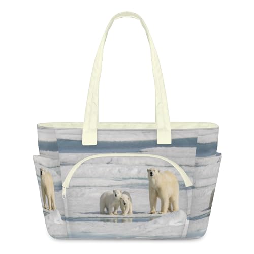 Sac fourre-tout ours polaire femme grand sac à main cabas de voyage matelassé