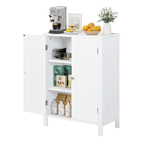 La Mejor Selección de Gabinetes para Cocina Pequeña los más recomendados. 41 ARREDAMENTI Gabinete Almacenamiento para Piso Baño con Puerta Doble, Estante Ajustable, para Baño, Sala Estar, Cocina, Estilo Nórdico Escandinavo, Fácil Montaje, Blanco