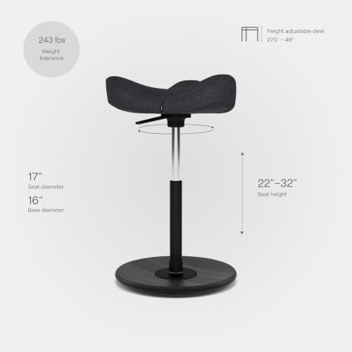 Image of Varier Move - Office Chair for Height-Adjustable Desks, Stool with Chair Supports - Black /Black, Benefit from 10 Year Warranty