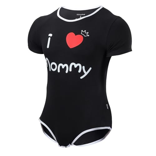 CutiePlusU Men's Cotton Button Crotch Bodysuits Adult Romper Onesie for Men Print2