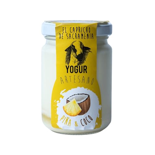 El Capricho de Sacramenia | Pack Piña coco | 20 Yogures Artesanos Leche Oveja preparado natural de Piña coco | Cremoso, Natural y Saludable | Preparado Gourmet | Sin Gluten | Sabor Único y Original