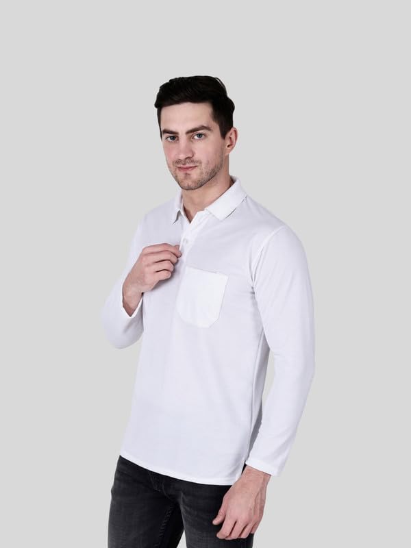 Image of Full Sleeve Men's Polo T-Shirt | Regular Fit, Soft & Breathable Cotton Blend Fabric | Classic Polo Collar, Casual & Office Wear | Available in Sizes M to 6XL, Multiple Colors