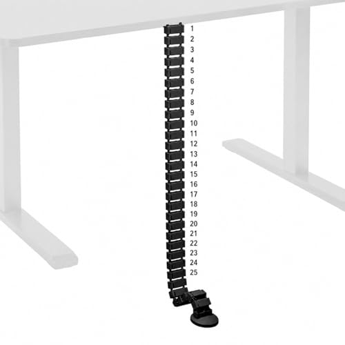 Image of Cable Management Kit, Adjustable Quad Entry Flexible Spine Wire Organiser, Desk Cord Snake System for Home Office, Computer, TV and Workstation (25 Cord Snake - Black)