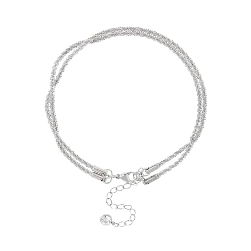 Image of 14K Gold /Silver Ankle Bracelets for Women,Dainty Layered Sparkly Chain Rhinestone Anklet,Stackable Waterproof Beach Anklets,Ajustable 8.65 inch+2.3 inch Anklets Bracelets for Women,Cute Summer foot Jewelry Gift
