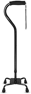 RMS Quad Cane - Adjustable Walking Cane with 4-Pronged Base for Extra Stability - Foam Padded Offset Handle for Soft Grip - Works for Right or Left Handed Men or Women (Black)