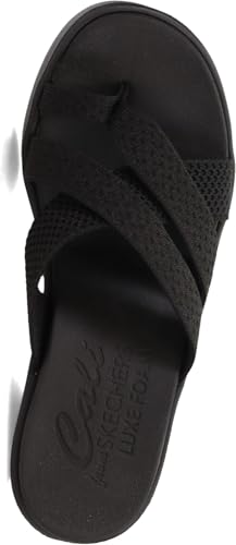 Skechers Cali Women's RUMBLE ON - HEAT MAZE Knit Toe Loop Wedge, Black/Black, 8M